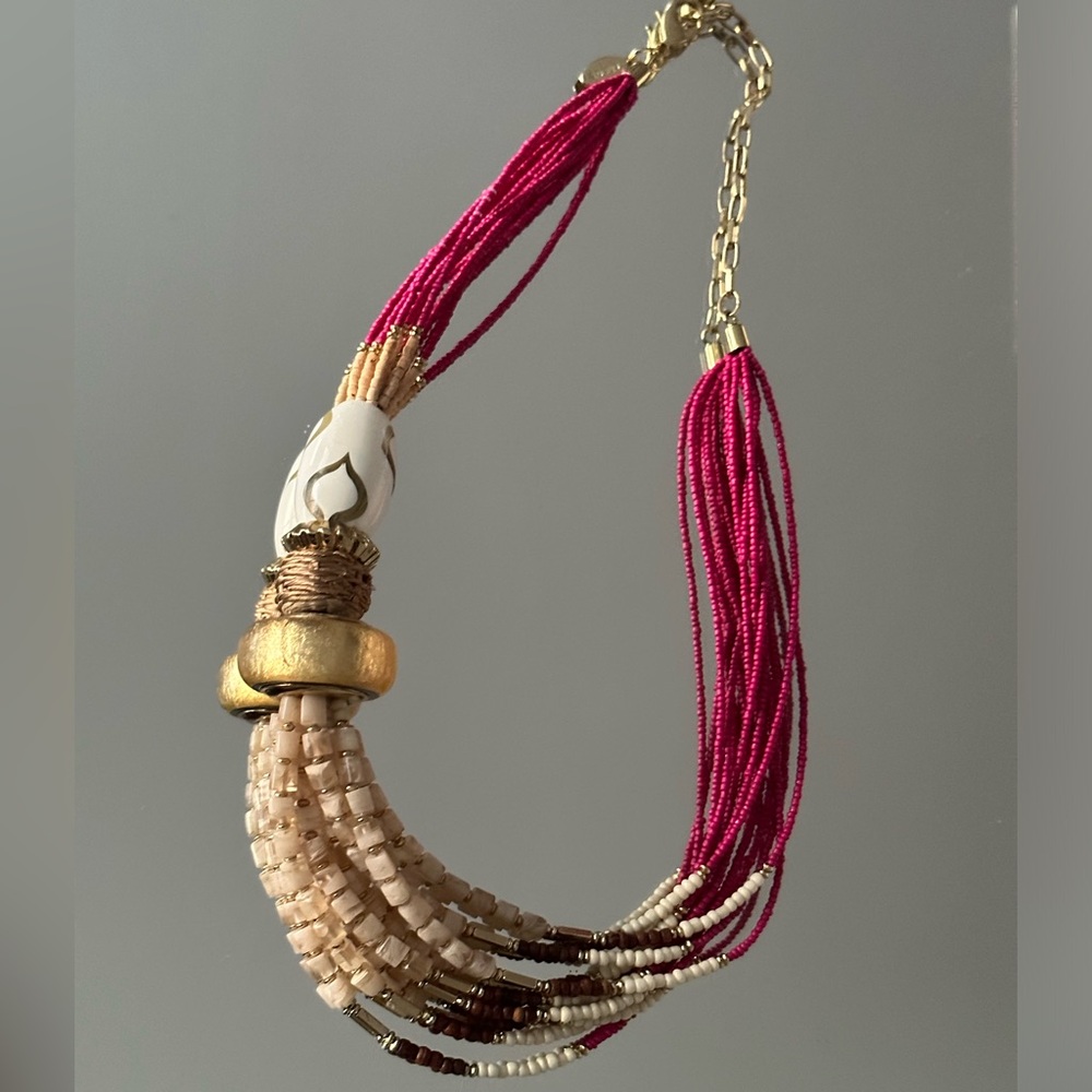 Pink & Gold Beaded Statement Necklace